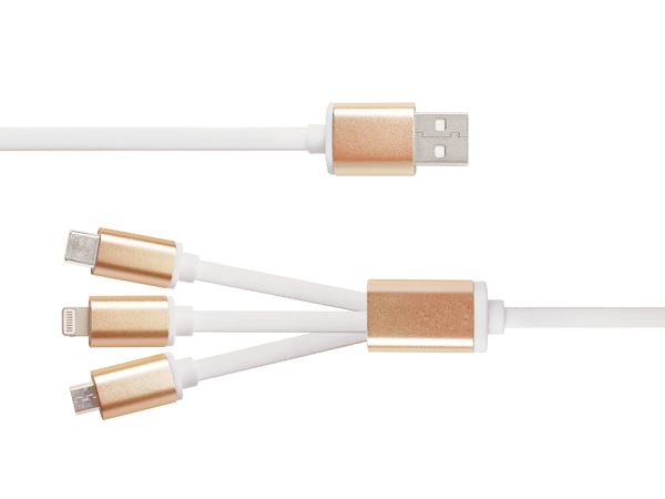 Multi-Charger, USB-C, Lightning, Micro USB, USB-A, 1m, white