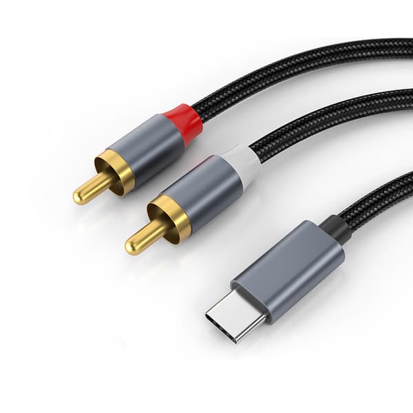 USB-C - 2x RCA-stereoäänikaapeli Grey 1.2 m