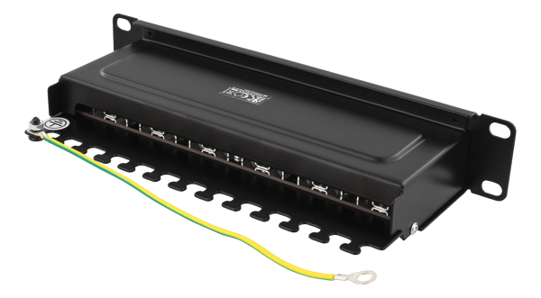 10" patch panel, 12xRJ45, Cat6a, STP, 10Gbps, metal, black