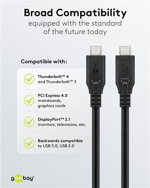 USB-C™-kabel, USB4™, 1 m, svart