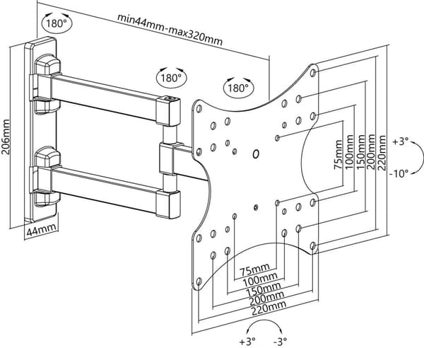 TV-veggfeste Basic FULLMOTION (S)
