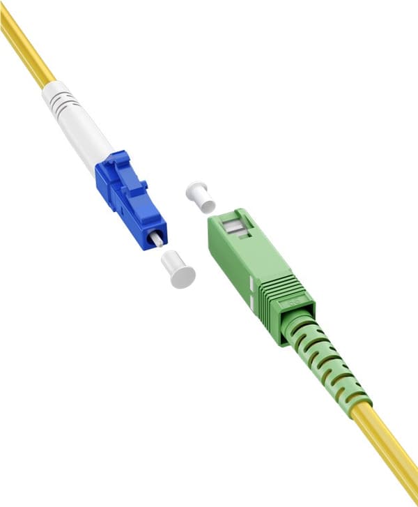 Fiberoptisk kabel (FTTH), Singlemode (OS2) Gul, gul (Simplex), 0,5 m