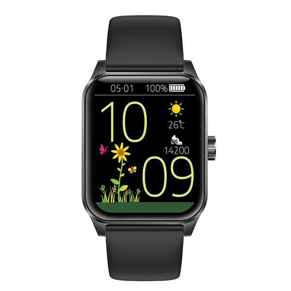 Smartklokke med Bluetooth og helseovervåking Black