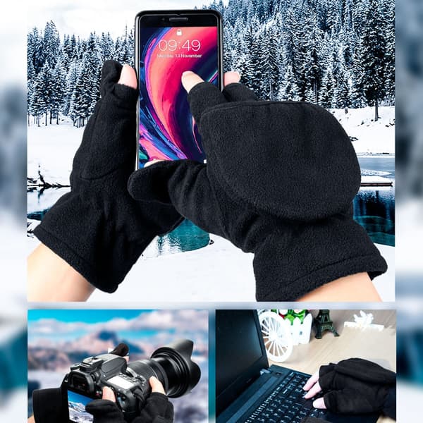 Fingerlösa polarfleecehandskar / vintervantar 2-i-1 M