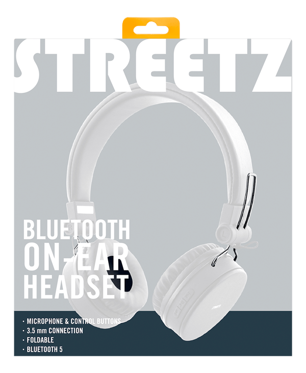 BT200 Foldable on-ear BT headset, 3.5 mm, white