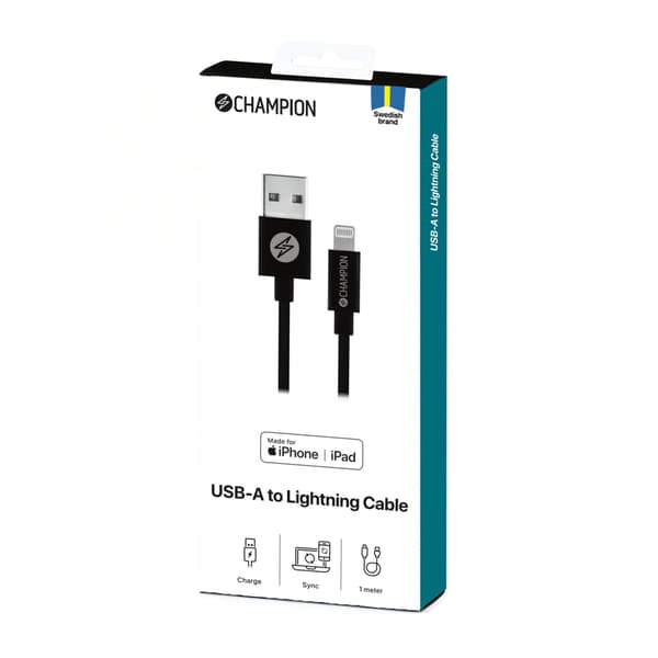 USB-A-Lightning-kaapeli 1 m musta