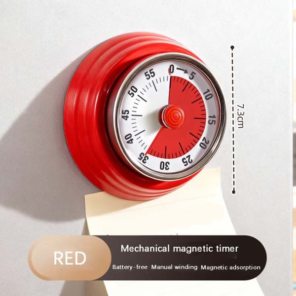 Mekanisk kökstimer med magnetisk baksida - Nedräkningstimer för matlagning och bakning Red