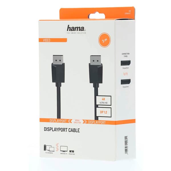 Kabel DisplayPort 1.2 Ultra-HD 4K 0.75m Sort