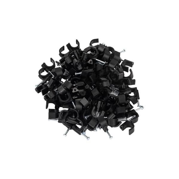 Kabelklämmor med spik 100-pack Black 4 mm