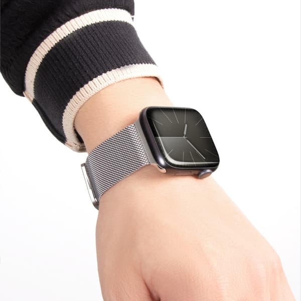 Milanese urrem i grafitfarvet rustfrit stål til Apple Watch Silver S