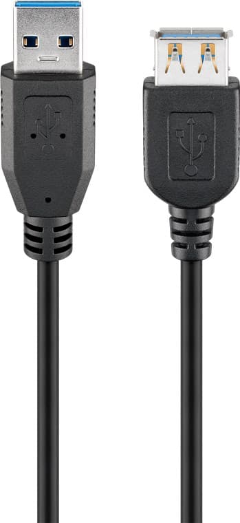 USB-A-forlængerkabel, 2 m, sort