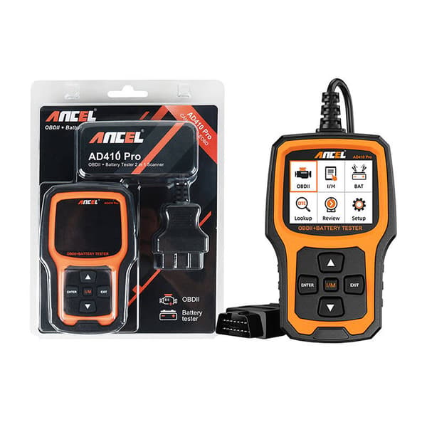 2-i-1 diagnostisk scanner OBD2 og batteritester Ancel AD410 PRO