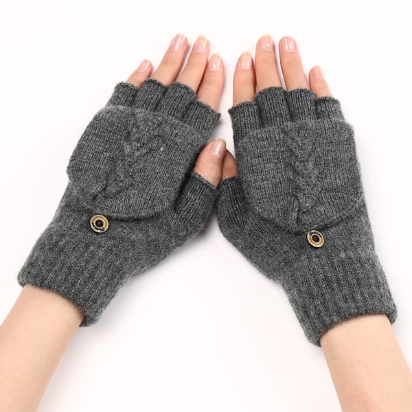 Cable Knit Flip Top-handskar DarkGrey