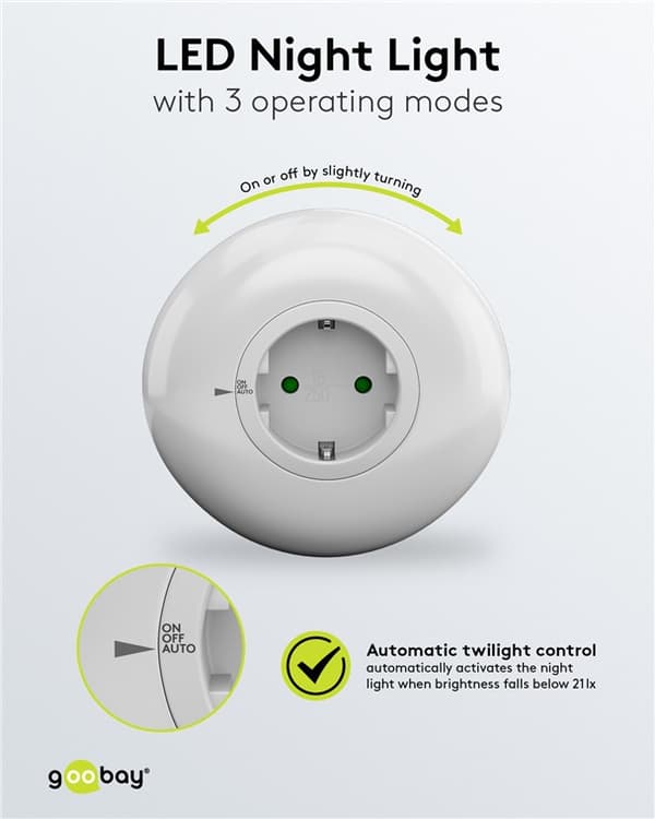LED nattlys for stikkontakt