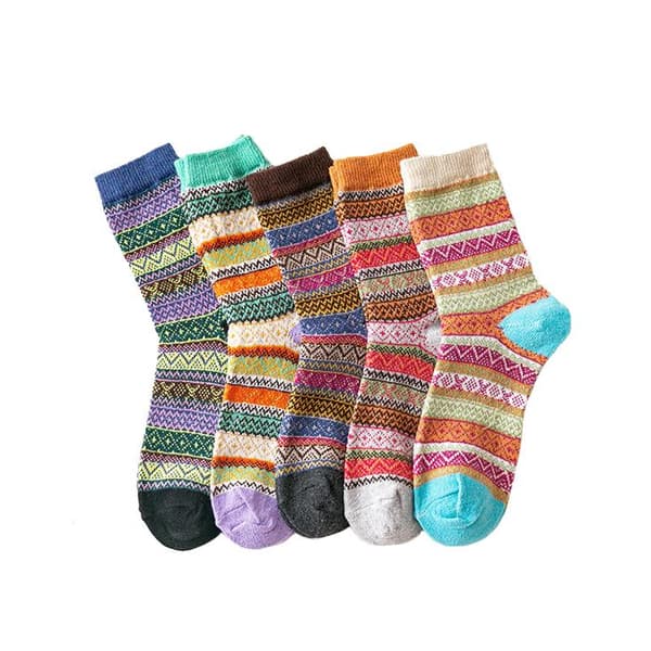 Neulotut talvisukat naisille 5kpl MultiColor Stripe L