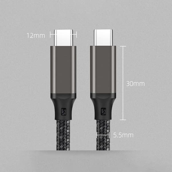 2M USB-C til USB-C hurtigopladningskabel - Sort Titanium 2 m
