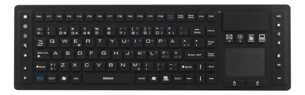 Wireless Keyboard w/ touchpad, silicone, IP65, 2,4 GHz,black