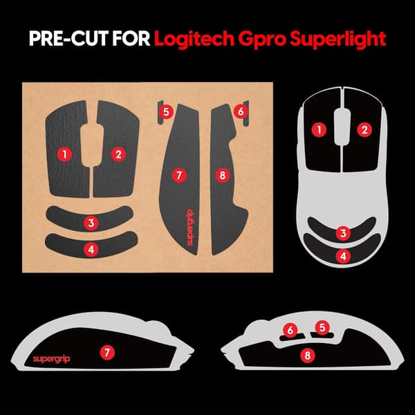 Forbedrede Grip Mouse Stickers til Logitech G604 - Mørkegrå