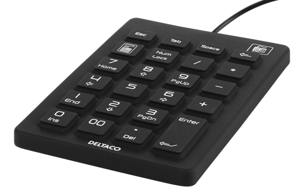 Silicone numpad, IP68, 23 keys, USB, black