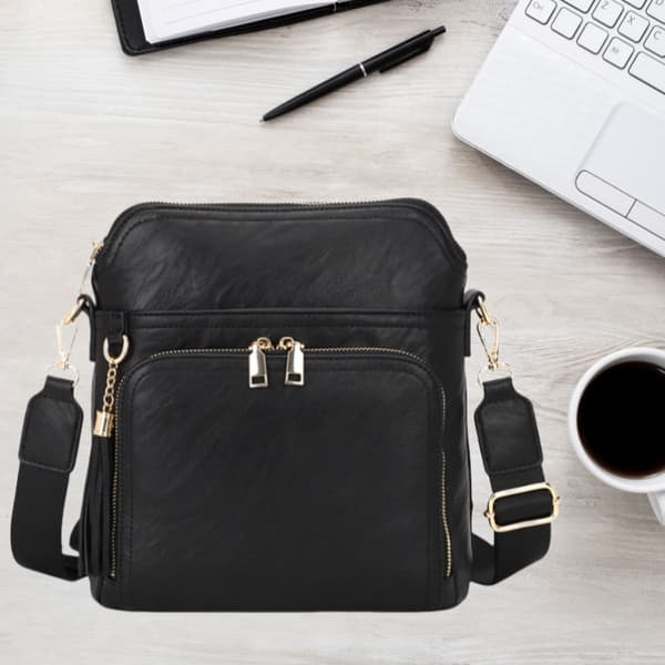 Stilfuld skuldertaske til kvinder | Elegant sort håndtaske Black