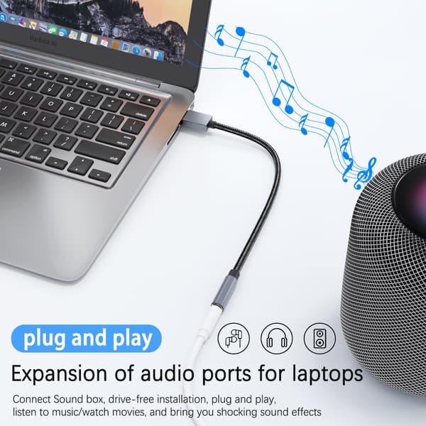USB - 3,5 mm (naaras) audiosovitin Grey