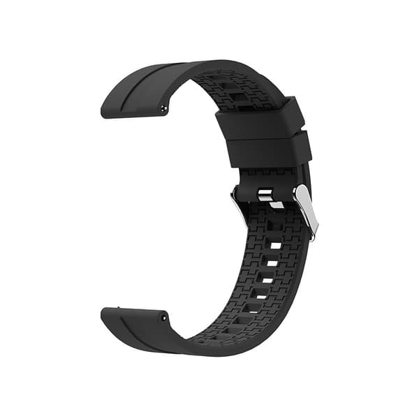 Premium musta silikoninen kellon ranneke - 22mm hopeinen solki
