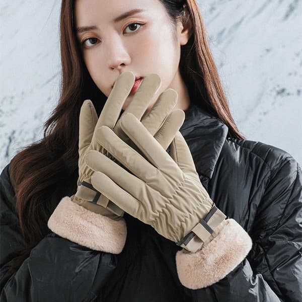 Varma vinterhandskar med touch Khaki S