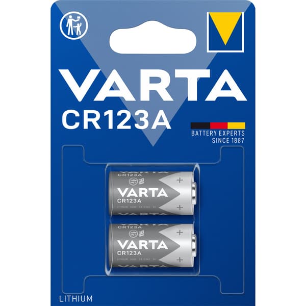 CR123A 3V litiumbatteri 2-pakning