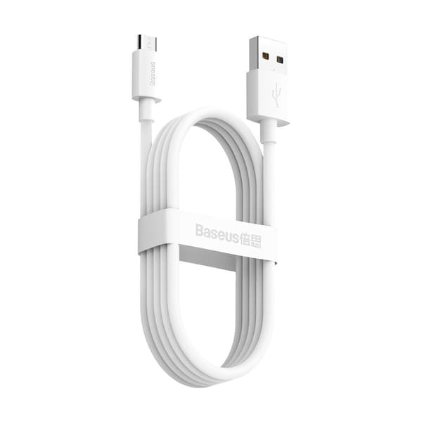 Baseus Simple Wisdom -datakaapelisarja USB - Micro 2.1A (2 kpl/sarja) 1,5 m valkoinen