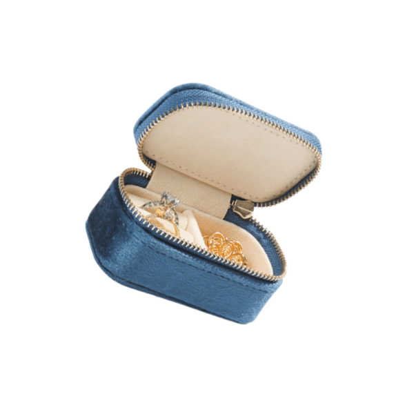 Sammet mini bärbar smyckeskrin NavyBlue