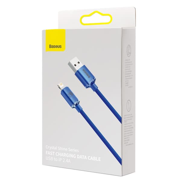Baseus Crystal Shine-kabel USB till Lightning, 2,4A, 1,2m (blå)