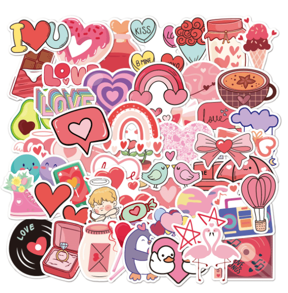 Love Heart Stickers, 50-pack MultiColor N13