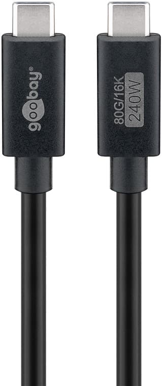 Certifierad USB-C™-kabel, USB4™ version 2.0, 1,2 m, svart