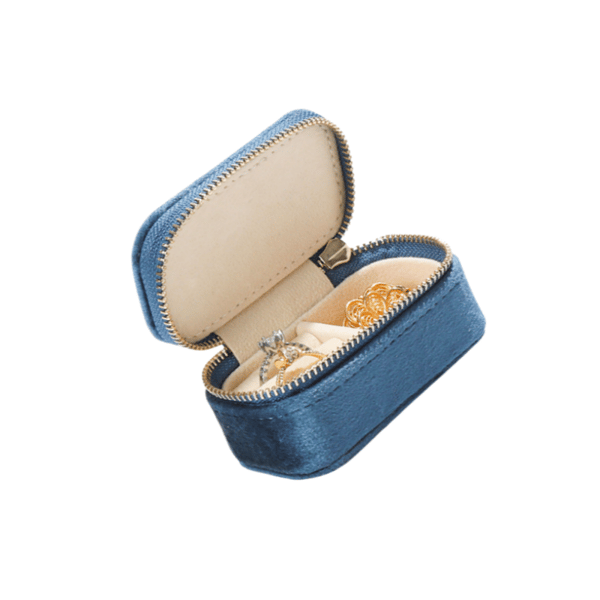 Sammet mini bärbar smyckeskrin NavyBlue