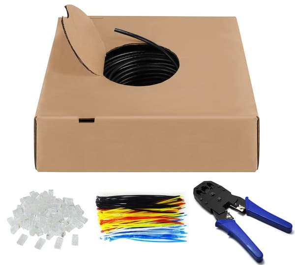 CAT 6 udendørs-netværkskabelsæt, U/UTP, sort