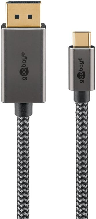 USB-C™ til DisplayPort™-kabel, 2 m, svart;sølv