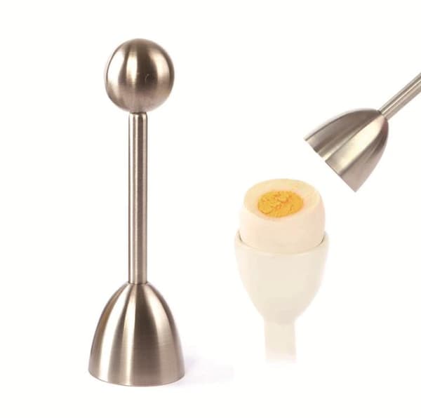 Eggeskjærer som kutter toppen av egget Silver