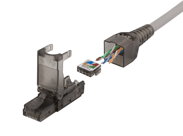 RJ45-liitin, Cat6a, suojaamaton, harmaa