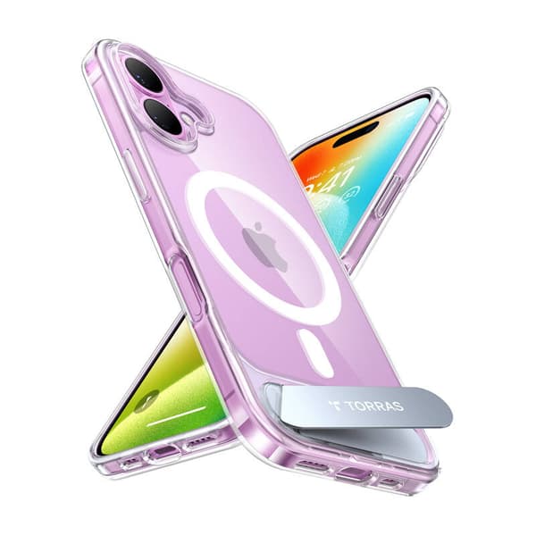Etui Torras Pstand -sarja iPhone 16 Plus:lle (läpinäkyvä)