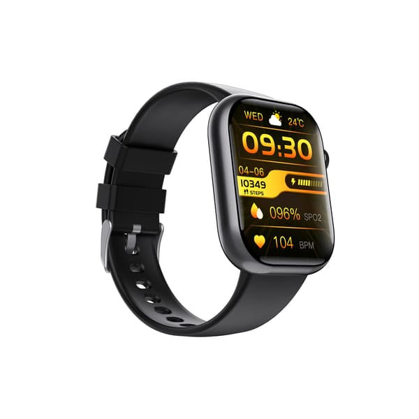Smart EKG-ur, pulsmåler, fitnesstracker, med flere sportstilstande Black Silicone strap