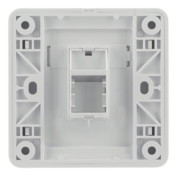 Flush mount for Keystone, 1 port, dust hatch, white