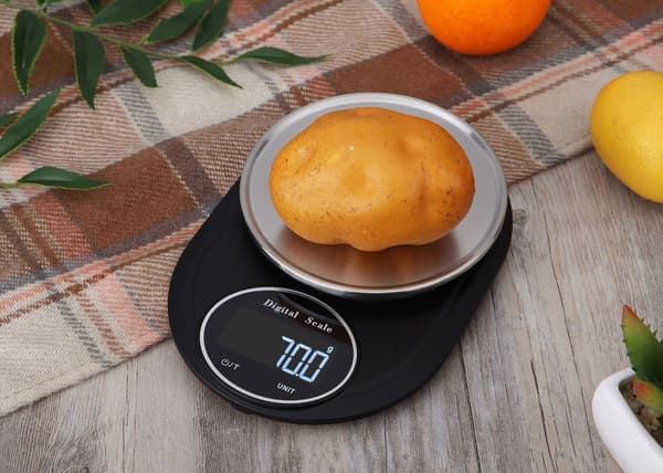 Digital køkkenvægt 2 kg / 0,1 g Rustfrit stål Sort / sølv