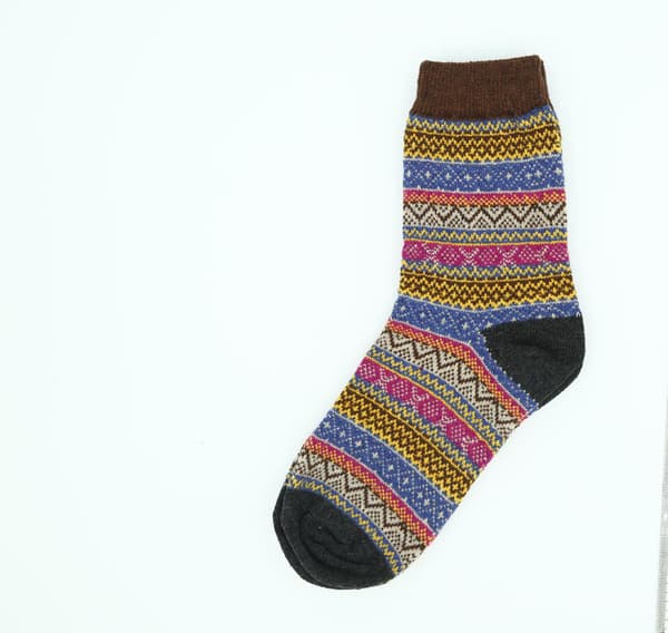 5 par strikkede sokker i flotte farver og mønstre MultiColor Stripe L
