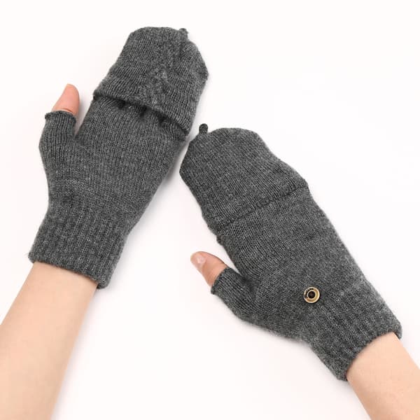 Cable Knit Flip Top-handskar DarkGrey