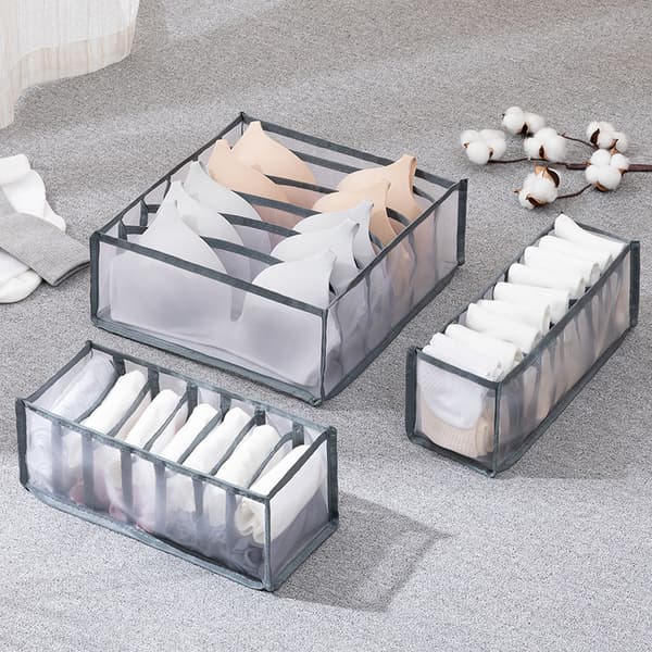 Vikbar Klädlåda Organizer för Underkläder BH Strumpor 4-Pack Gray