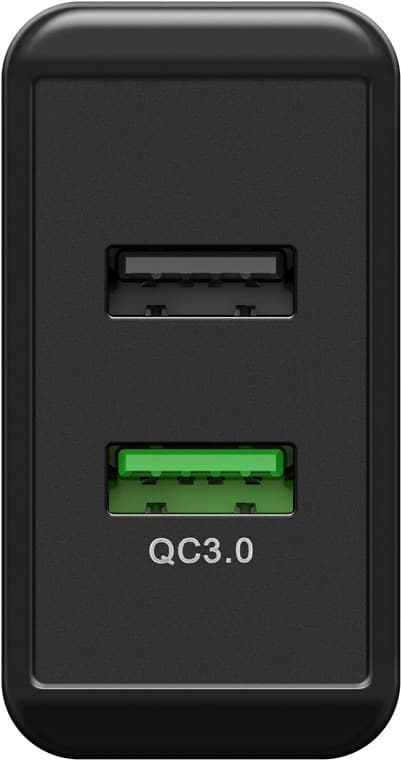 USB-A QC dobbelt hurtigoplader (28 W) sort