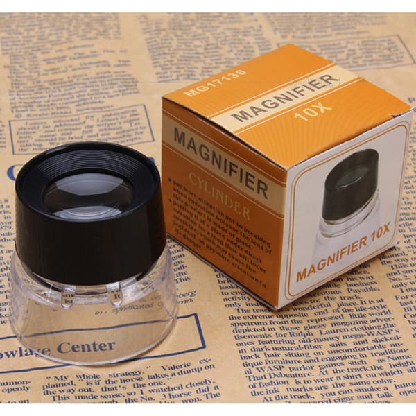 Cylindrisk forstørrelsesglas 10X til smykker, printplader