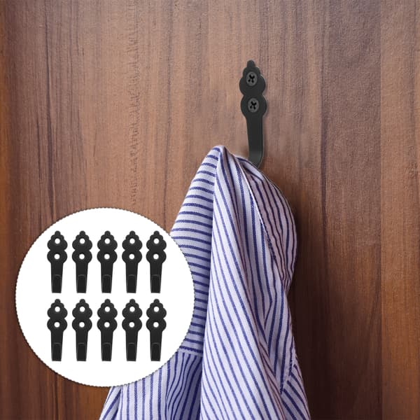 Seinäkoukut ruuveilla 10 kpl Black