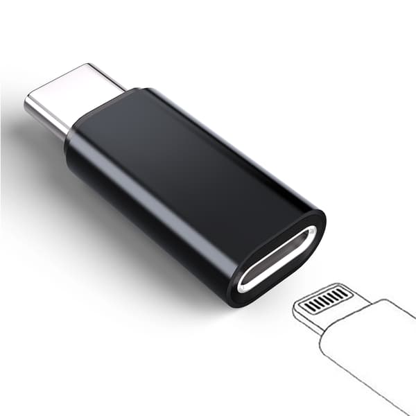 Adapter Lightning (hun) til USB-C (hann), kompatibel med iPhone 15 Black