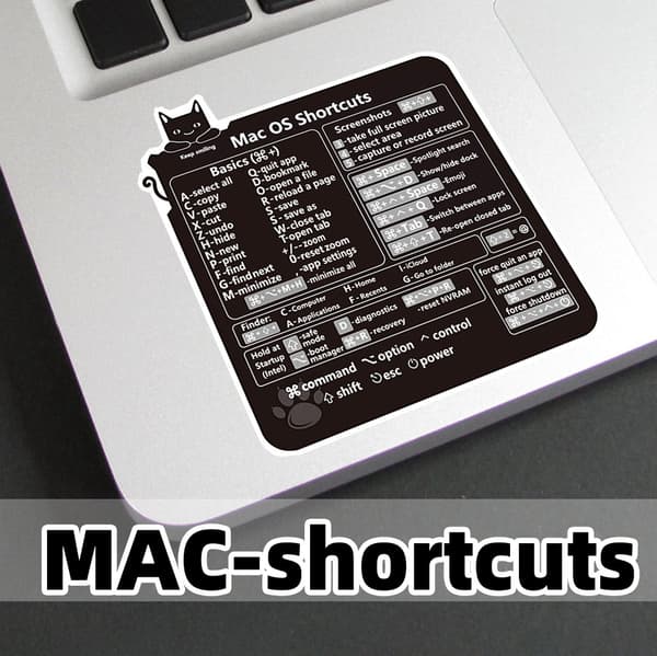 Mac Shortcut Keyboard Sticker Black